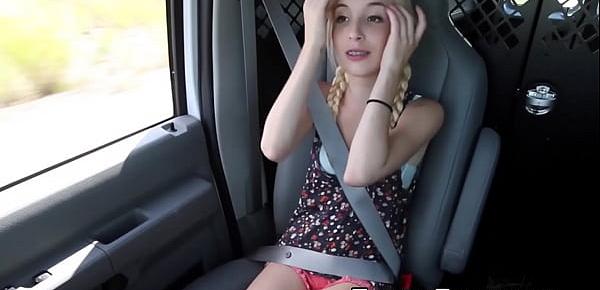  Lovely petite blonde pays for a ride with some rough fucking